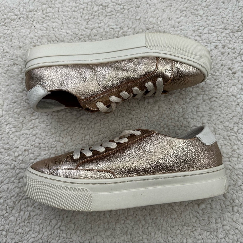 Soludos Ibiza Classic Rose Gold Leather Sneaker Women’s Size 7 - Picture 2 of 10